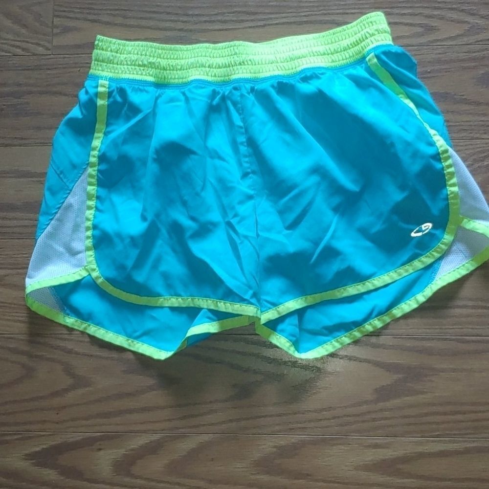 Champion athletic shorts turquoise and neon yellowSz S